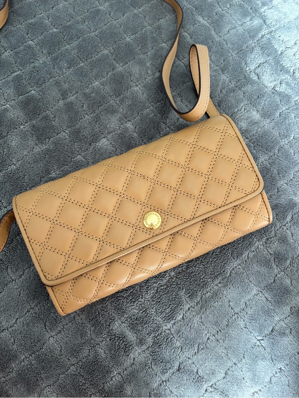 Cole Haan Tan Quilted Leather Crossbody Bag